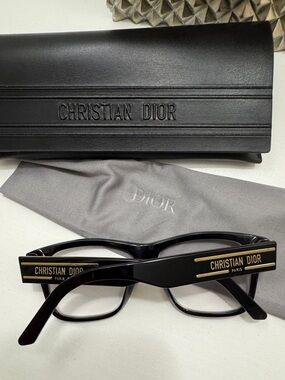 New Christian Dior Black and Gold Glasses